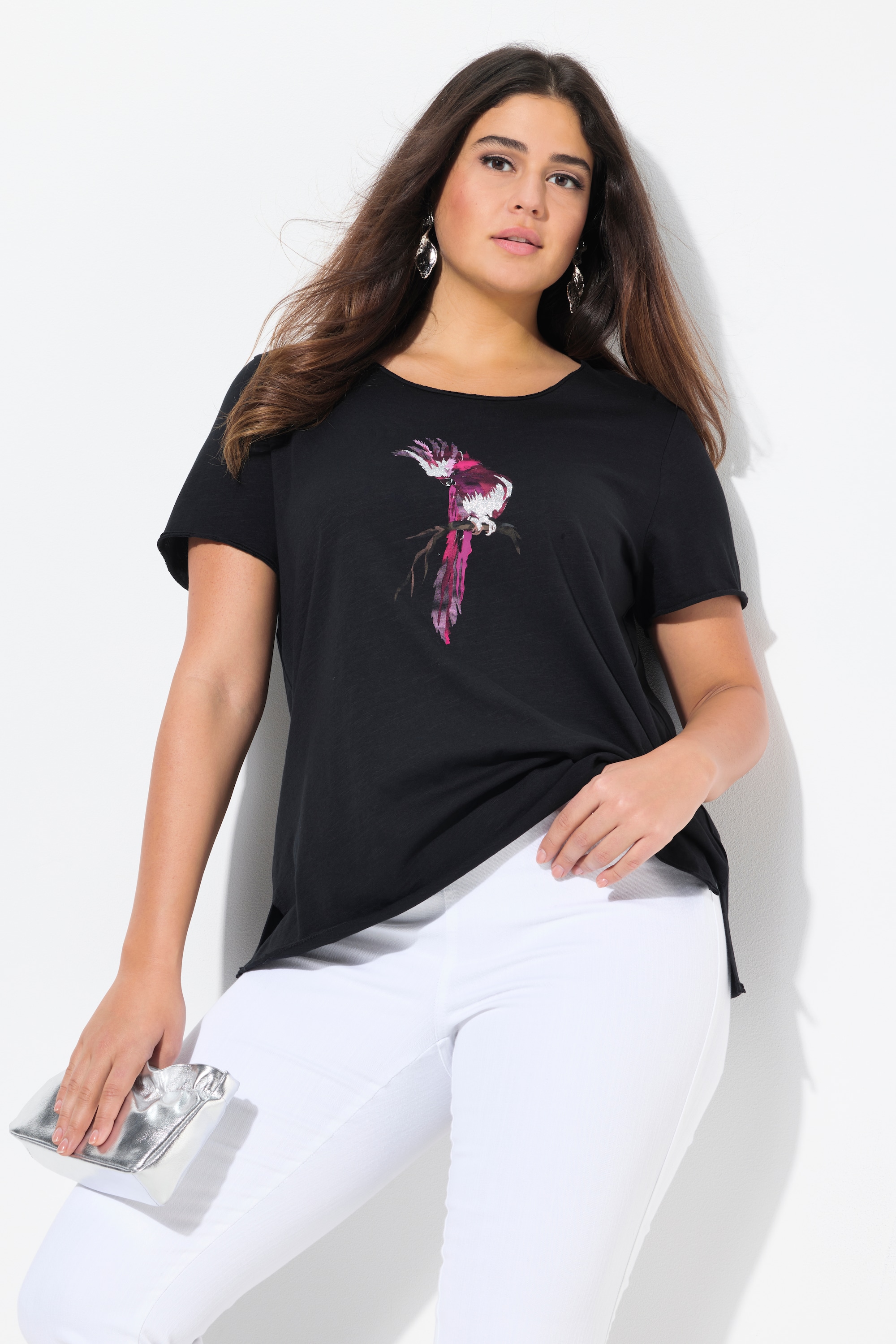 Ulla Popken Damen große Größen T Shirt Papagei Classic Rundhals Halbarm 837510