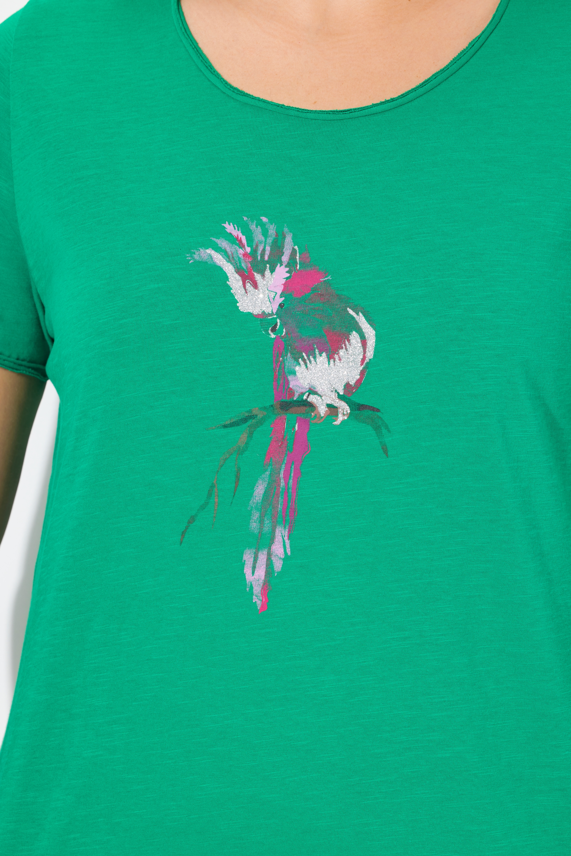 Ulla Popken Damen große Größen T Shirt Papagei Classic Rundhals Halbarm 837510