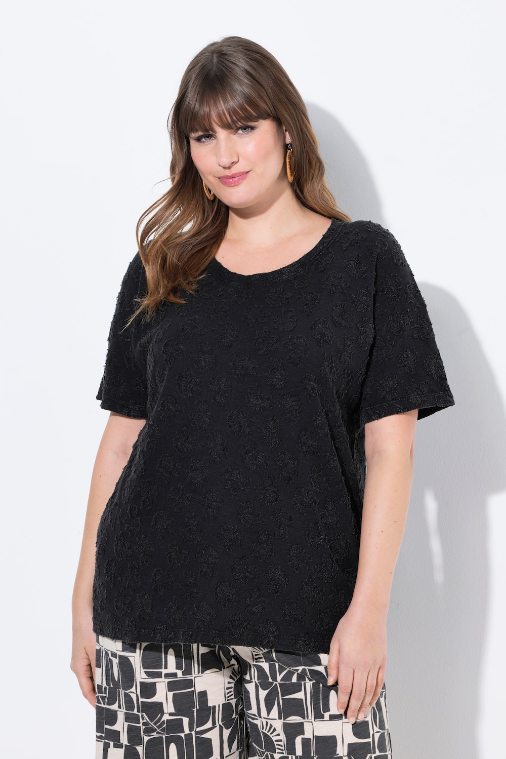 Große Größen T-Shirt, Damen, schwarz, Größe: 46/48, Baumwolle, Ulla Popken