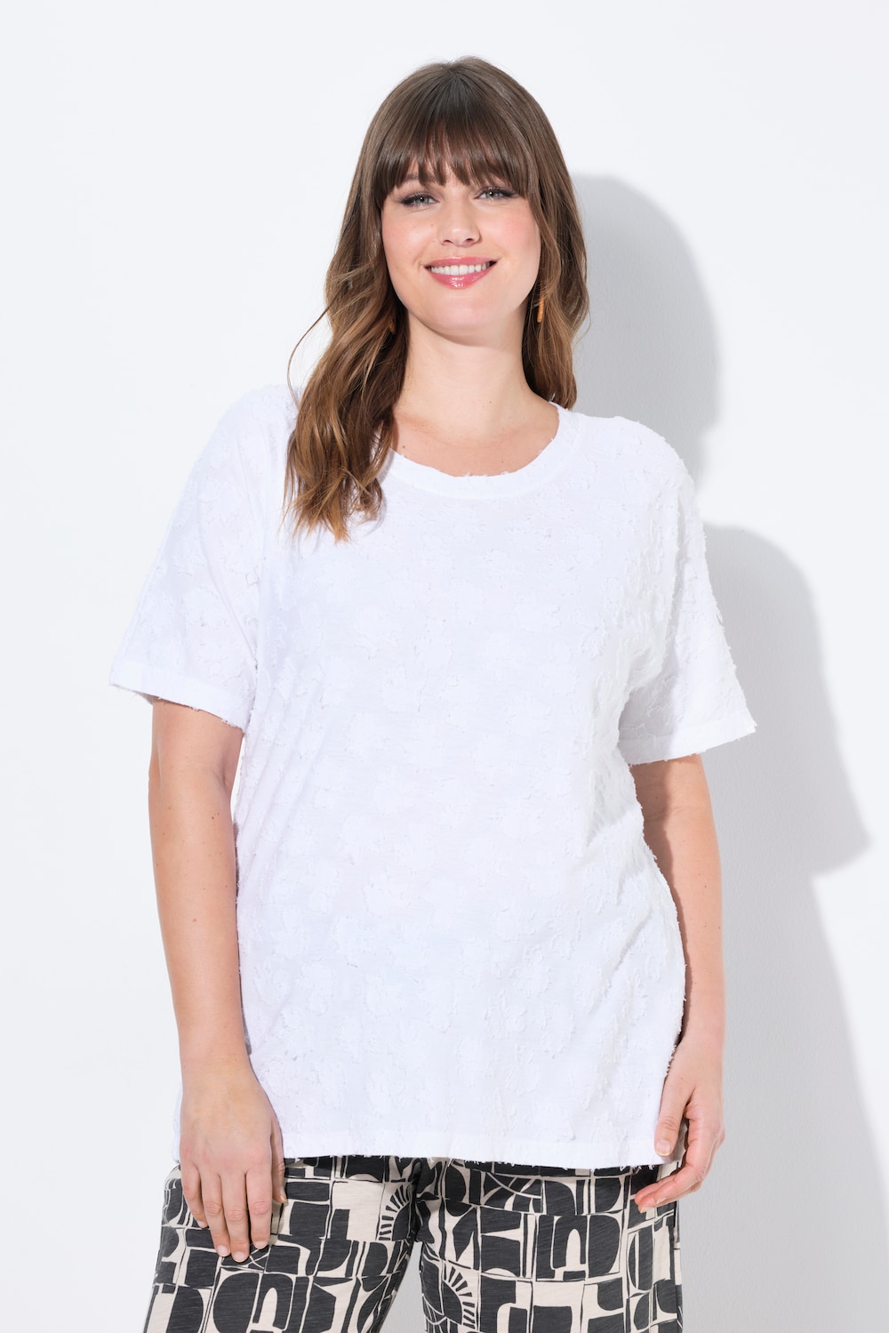 Große Größen T-Shirt, Damen, weiß, Größe: 46/48, Baumwolle, Ulla Popken
