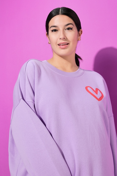 Sweat-shirt ultra-oversize, imprimé CŒURS dans le dos