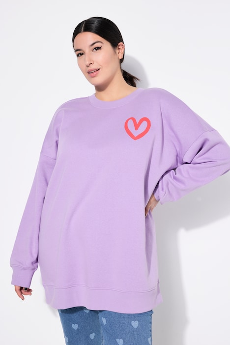 Oversized Heart Back Print Long Sleeve Sweatshirt