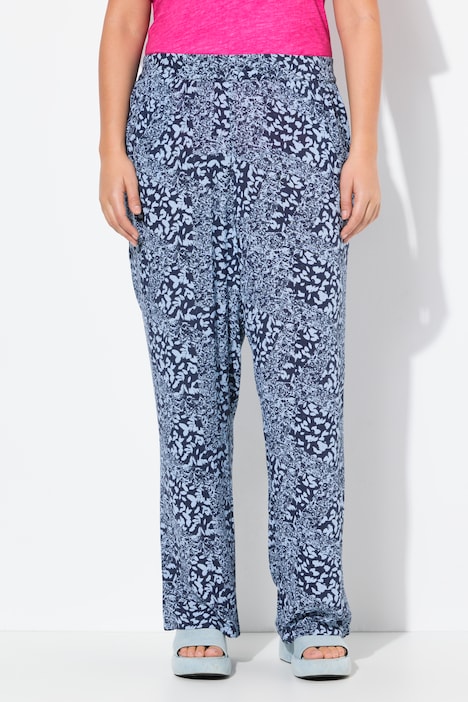 Patch Print Elastic Waist Pants