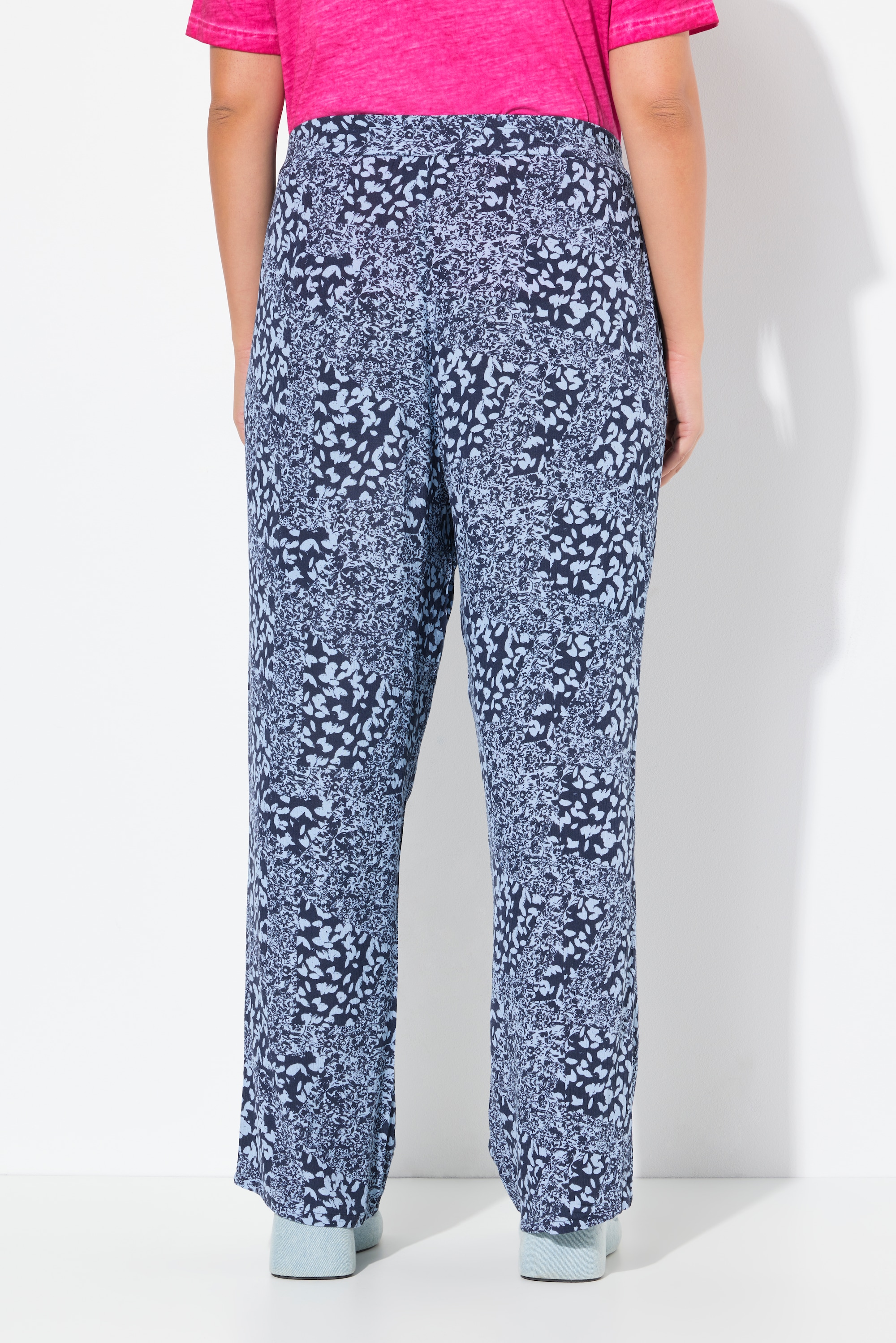 Ulla Popken Damen große Größen Hose Rose weites Bein Elastikbund Krepp 837522