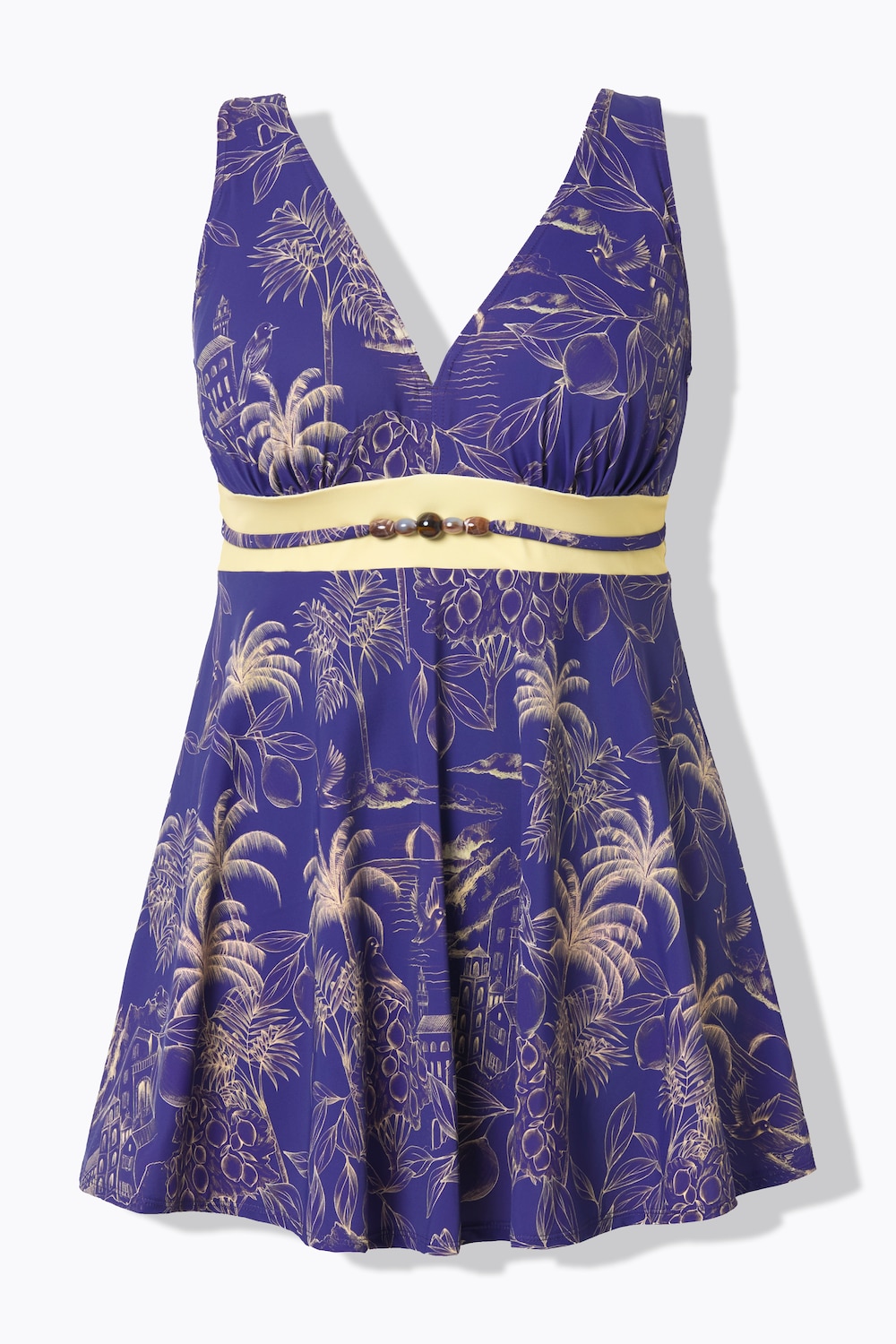 Stora storlekar Badklänning, Dam, blå, storlek: 44, Polyester/Elastan, Ulla Popken