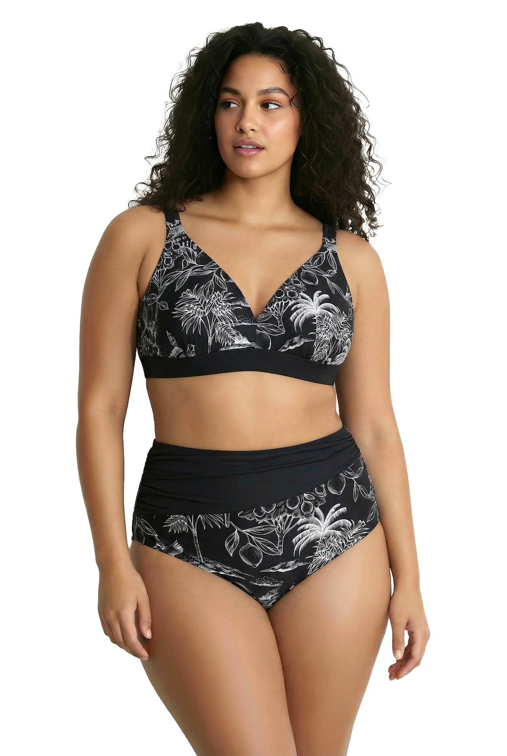 Stora storlekar Bikini, Dam, svart, storlek: 52, Polyester/Elastan, Ulla Popken