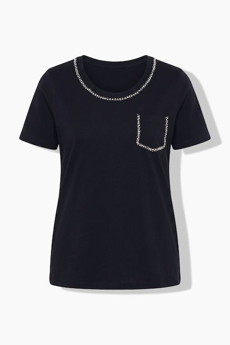 T-Shirt, bequeme Passform, Zierketten