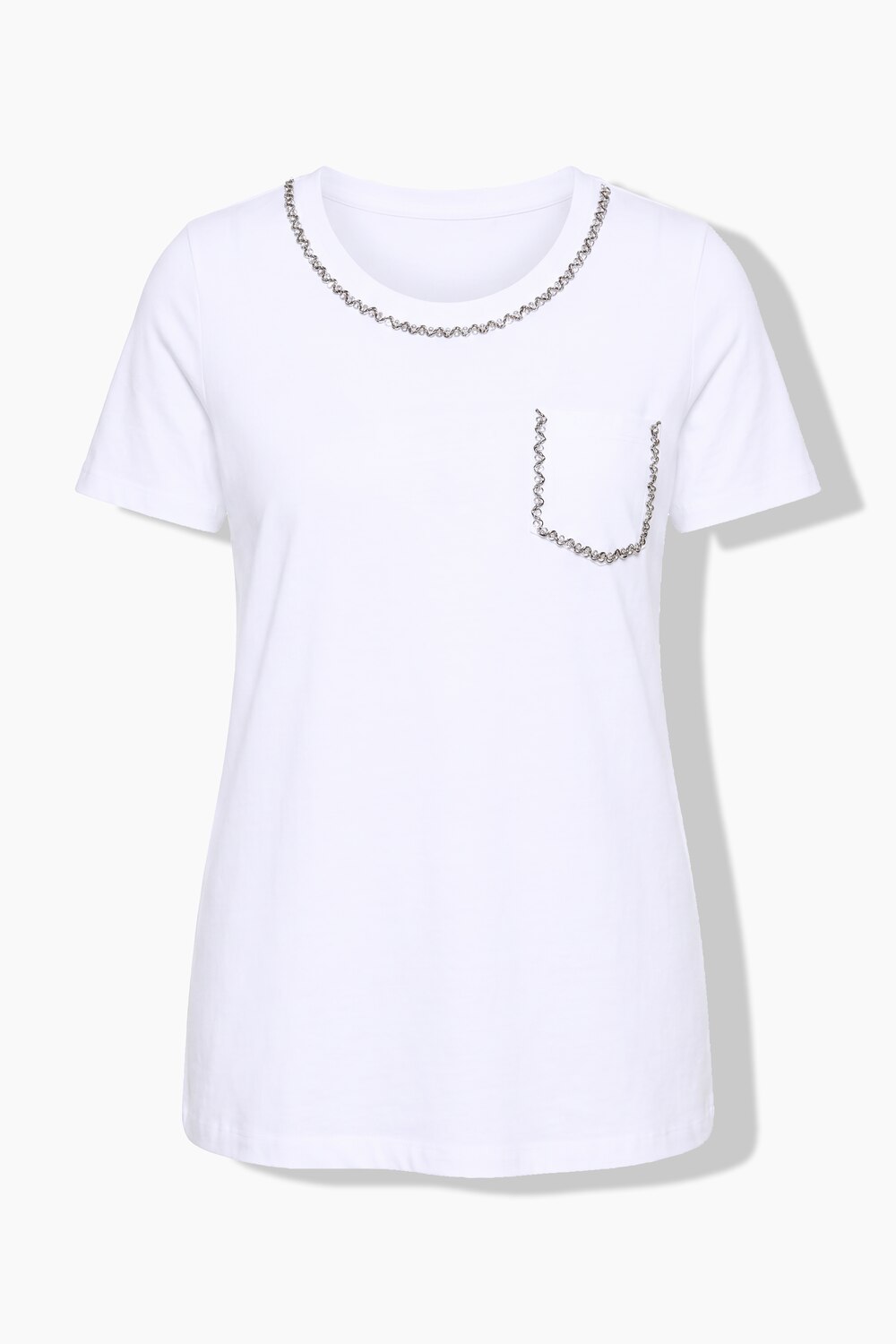 Stora storlekar T-shirt, Dam, vit, storlek: 42, Bomull, Mia Moda