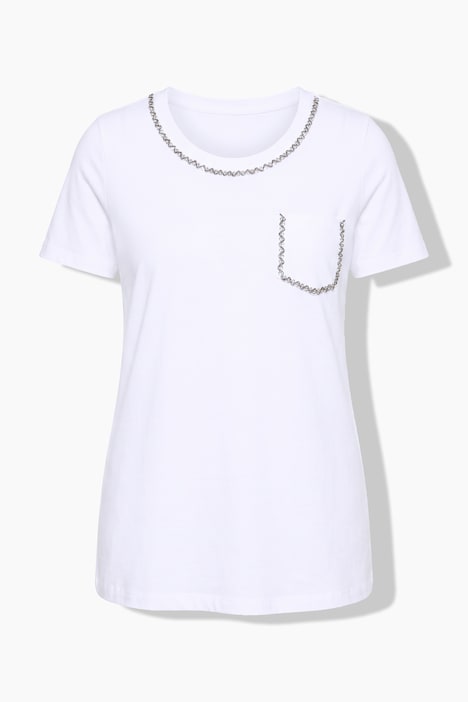 T-Shirt, bequeme Passform, Zierketten