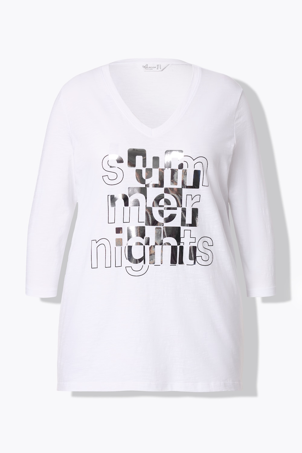 Stora storlekar T-shirt, Dam, vit, storlek: 46, Bomull, Mia Moda