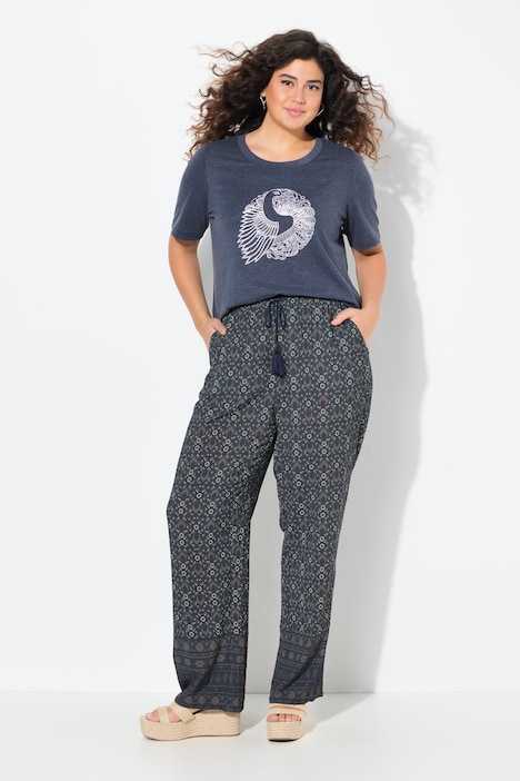 Pantalon Rose, jambe large et taille élastique