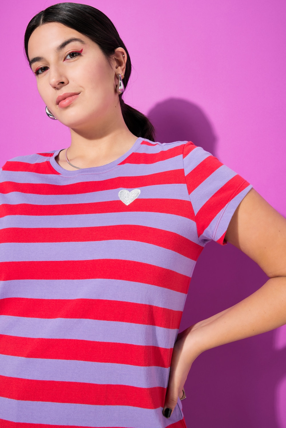 T-shirt, classic shape, strepen, korte mouwen