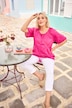 Blouse, gehaakt kanten lint, ronde hals, halflange mouwen