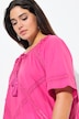 Blouse, gehaakt kanten lint, ronde hals, halflange mouwen