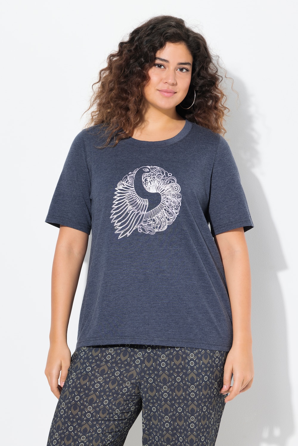 Große Größen T-Shirt, Damen, blau, Größe: 46/48, Baumwolle/Polyester, Ulla Popken
