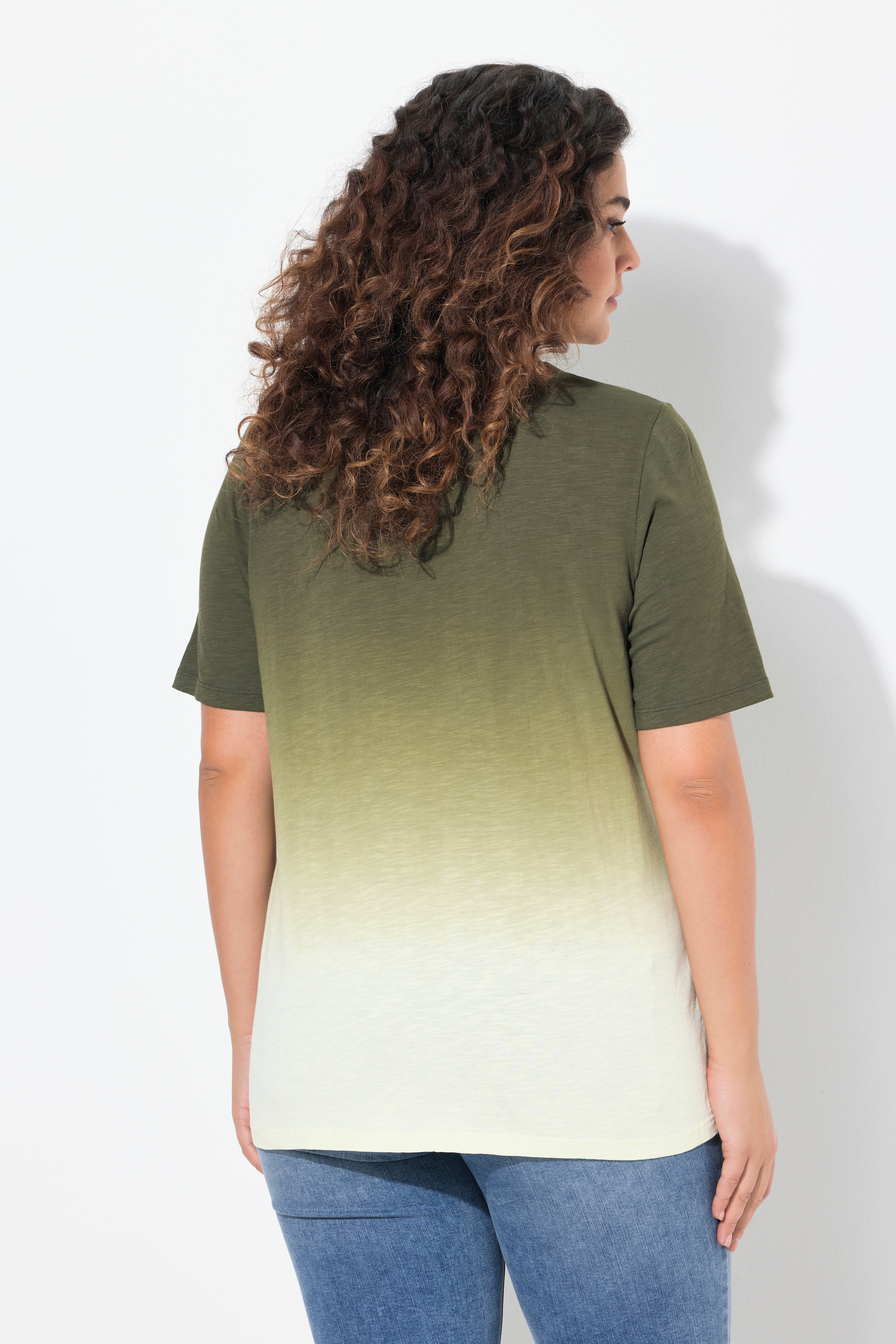 Ulla Popken Damen große Größen T Shirt Farbverlauf Classic V Ausschnitt