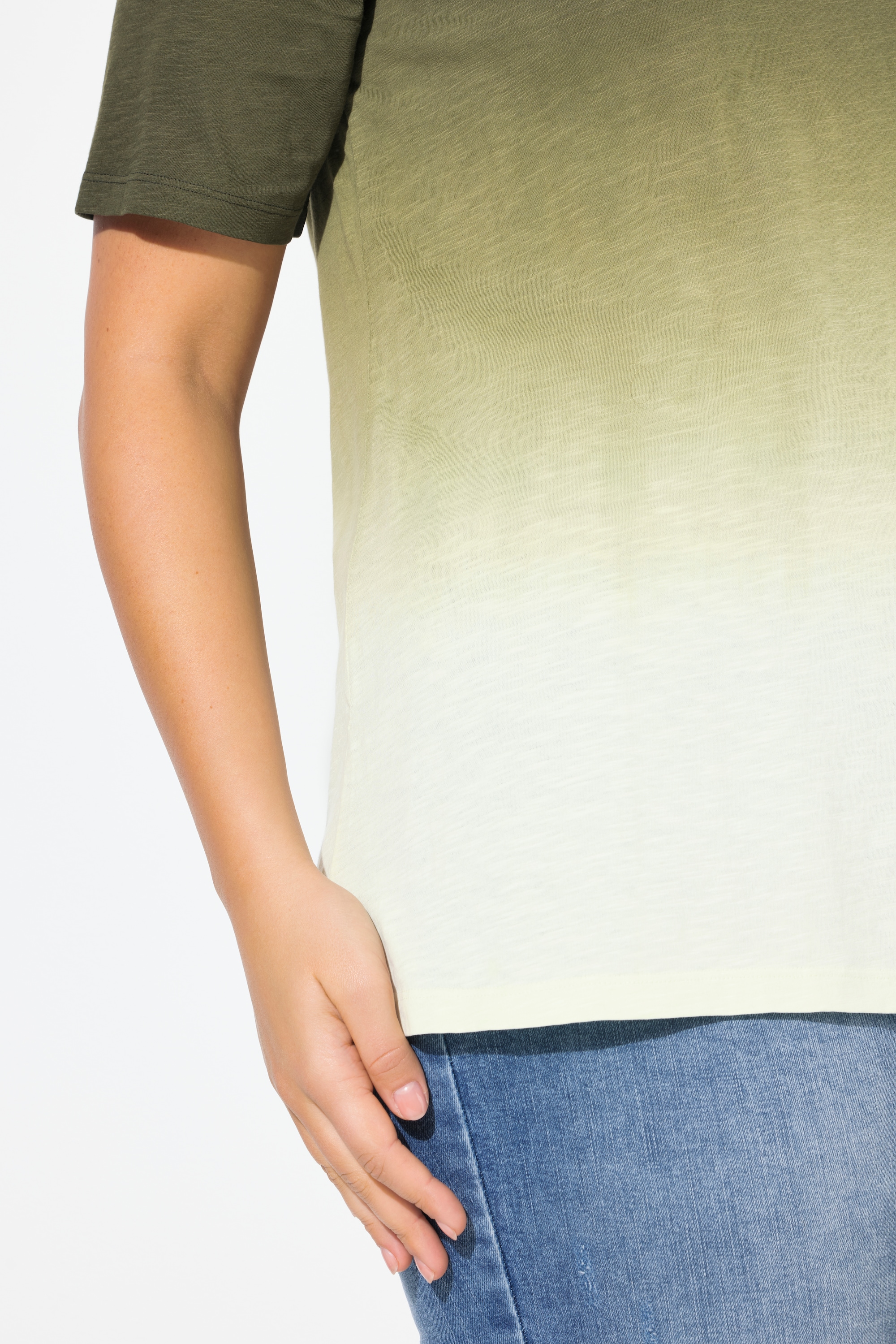 Ulla Popken Damen große Größen T Shirt Farbverlauf Classic V Ausschnitt