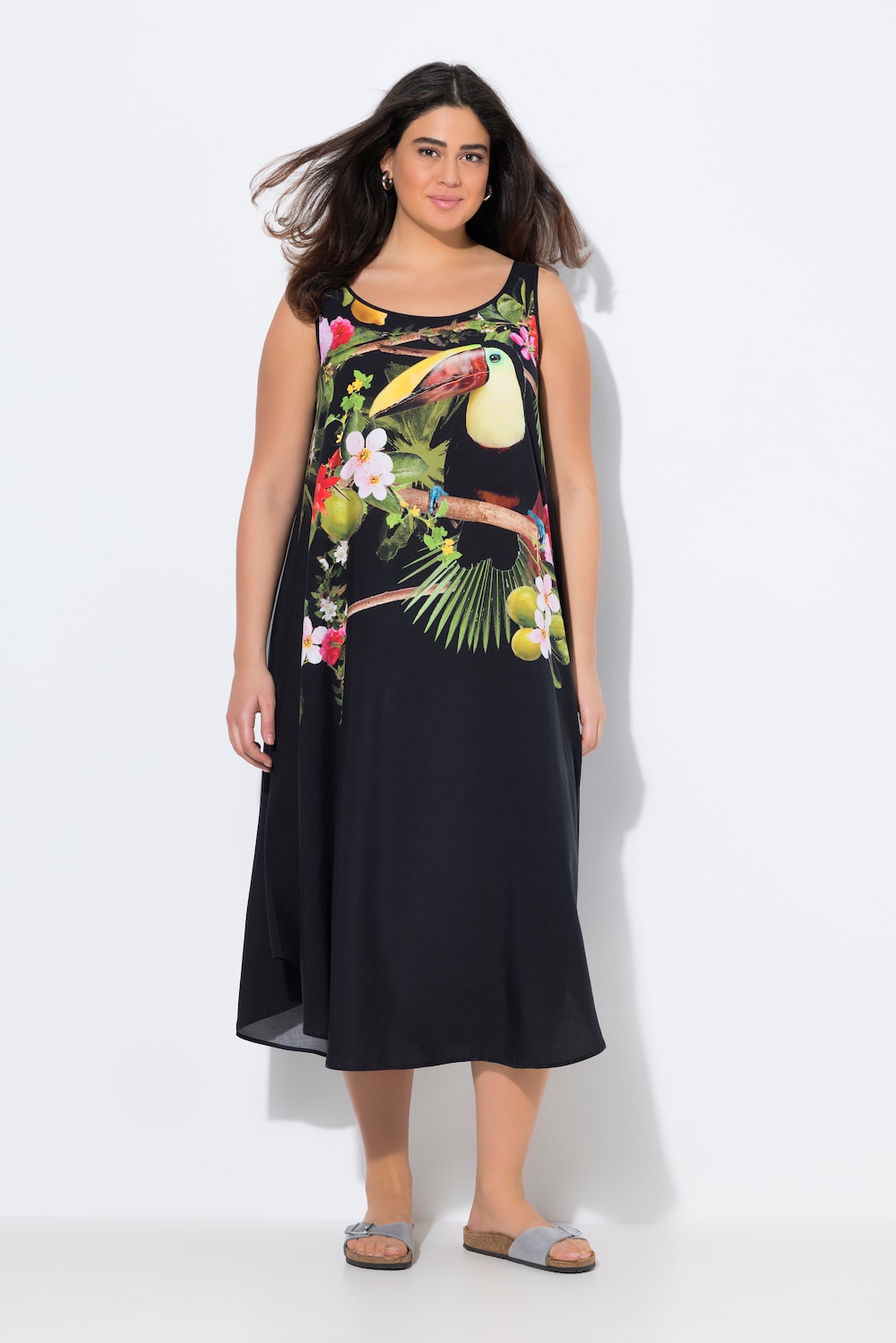 Große Größen Midikleid, Damen, schwarz, Größe: 58/60, Viskose, Ulla Popken