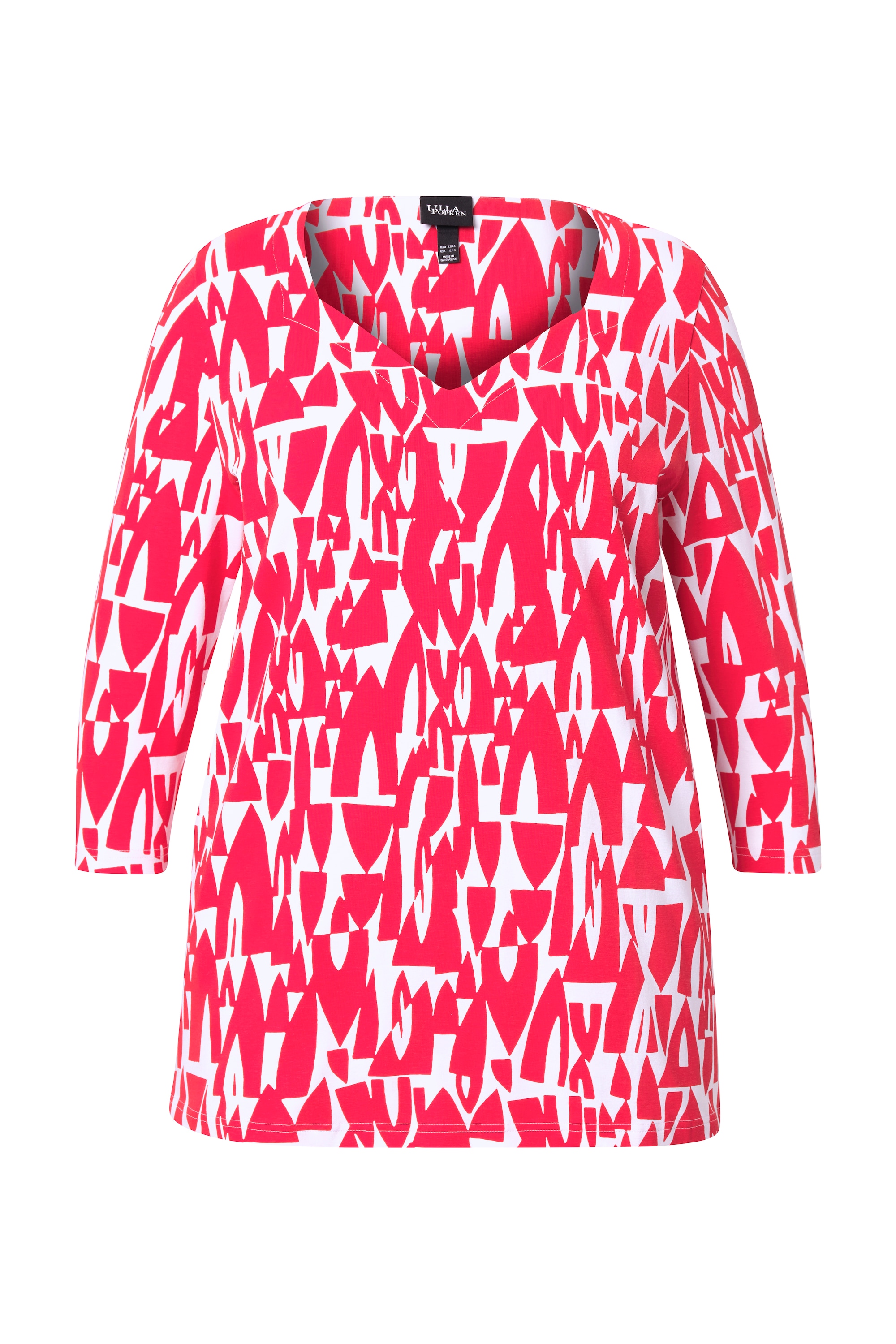 Ulla Popken Damen große Größen Shirt Boote A Linie Herzausschnitt 3 4 Arm 837573