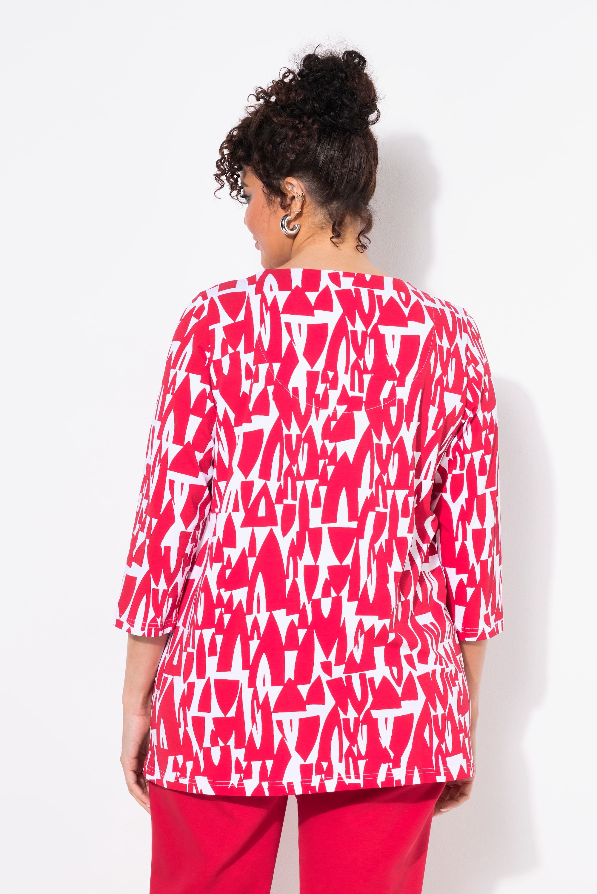 Ulla Popken Damen große Größen Shirt Boote A Linie Herzausschnitt 3 4 Arm 837573