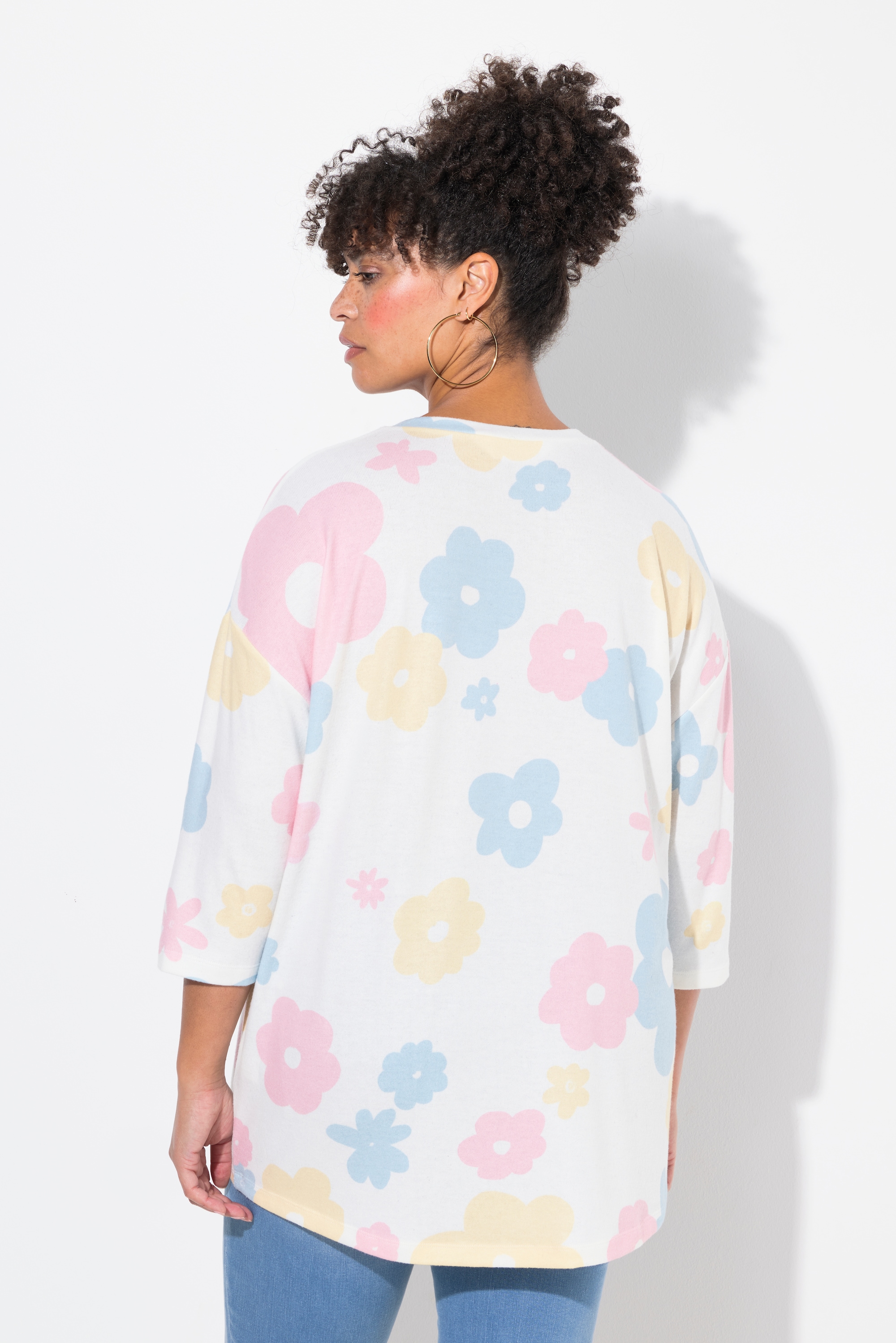MIAMODA Damen große Größen Pullover oversized Blumen glänzendes Statement 837578