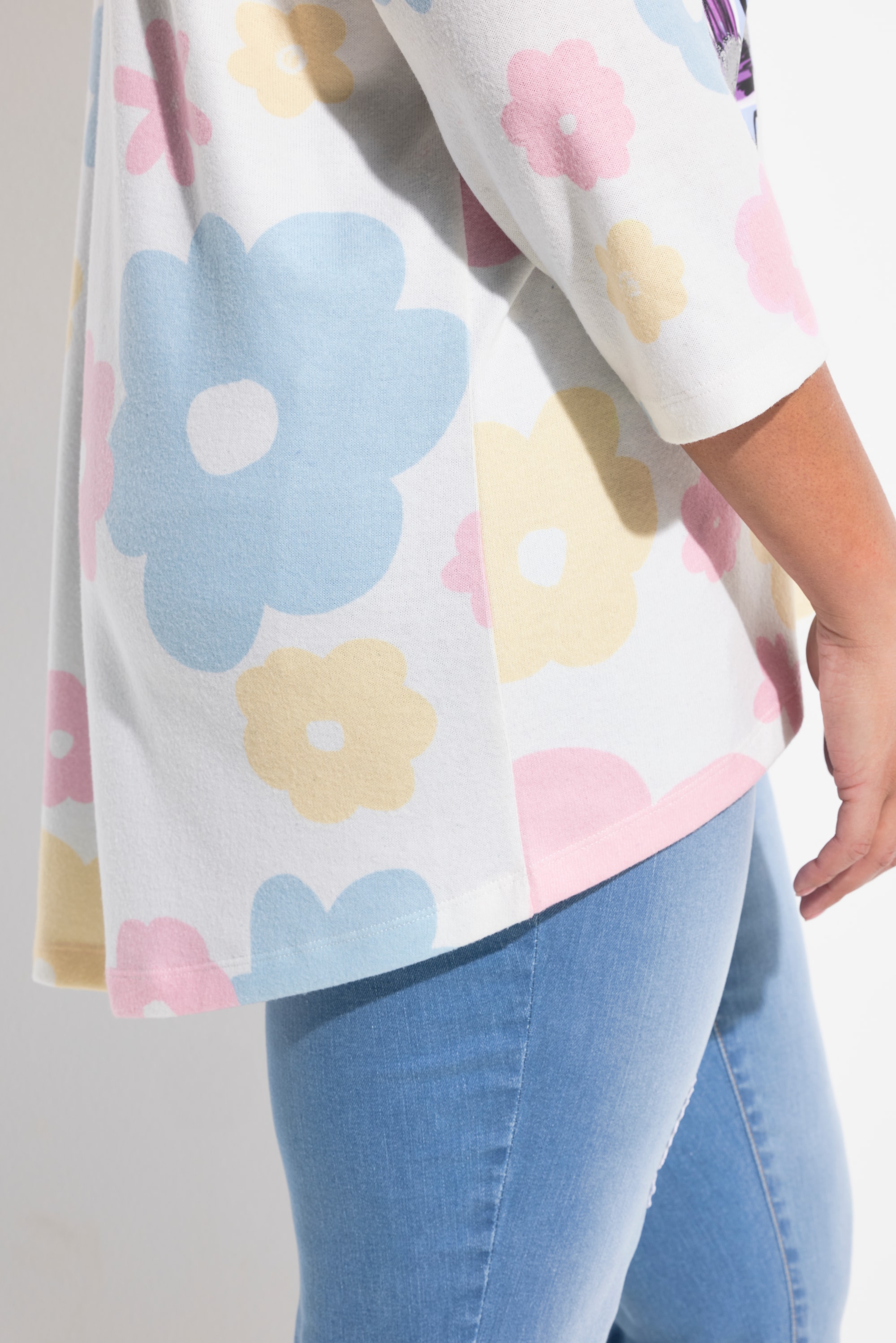 MIAMODA Damen große Größen Pullover oversized Blumen glänzendes Statement 837578