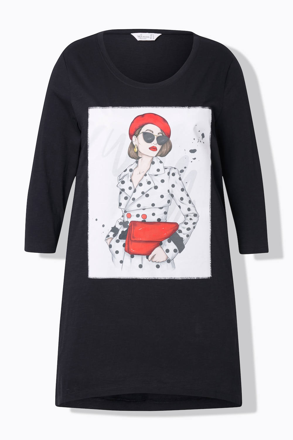 Stora storlekar T-shirt, Dam, svart, storlek: 54, Bomull, Mia Moda