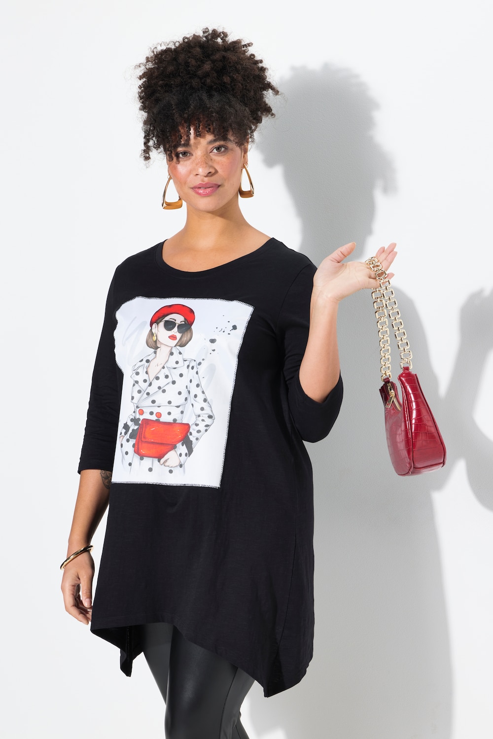 T-Shirt, A-Linie, Model-Motiv, Zipfelsaum