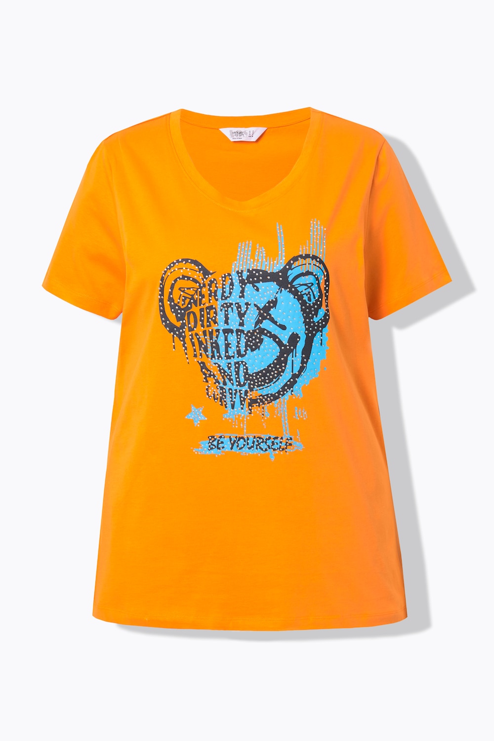 Stora storlekar T.shirt, Dam, orange, storlek: 44, Bomull, Angel of Style