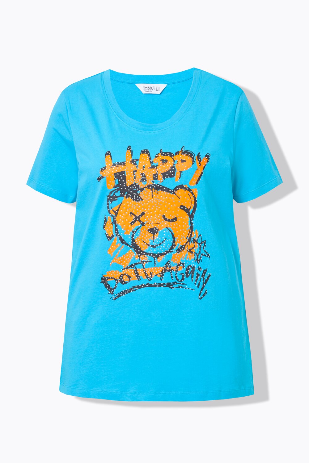 Stora storlekar T.shirt, Dam, turkos, storlek: 46, Bomull, Angel of Style