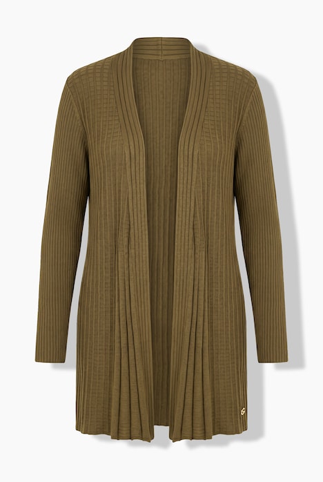 Plissee-Strickjacke, A-Linie, Schalkragen, Langarm