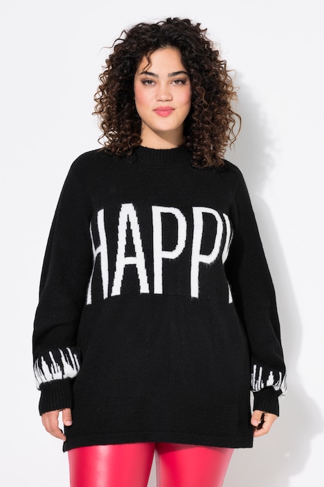 Pullover, HAPPY-Statement, Ballon-Langarm