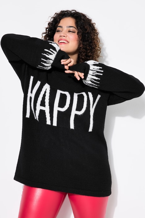 Pullover, HAPPY-Statement, Ballon-Langarm