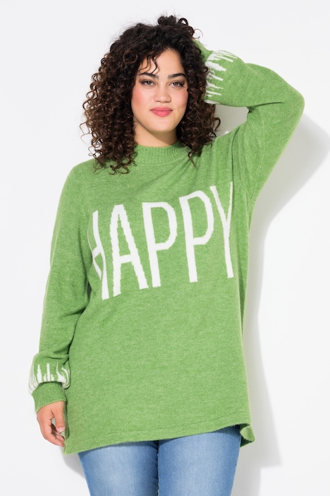 Pullover, HAPPY-Statement, Ballon-Langarm