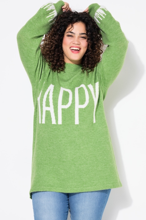 Pullover, HAPPY-Statement, Ballon-Langarm