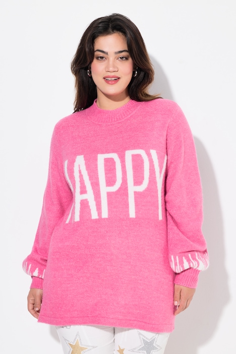 Pullover, HAPPY-Statement, Ballon-Langarm