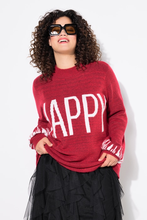 Pullover, HAPPY-Statement, Ballon-Langarm