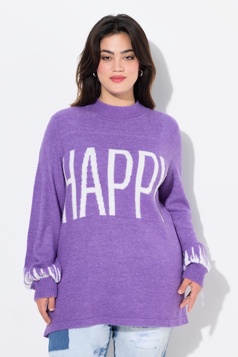 Pullover, HAPPY-Statement, Ballon-Langarm