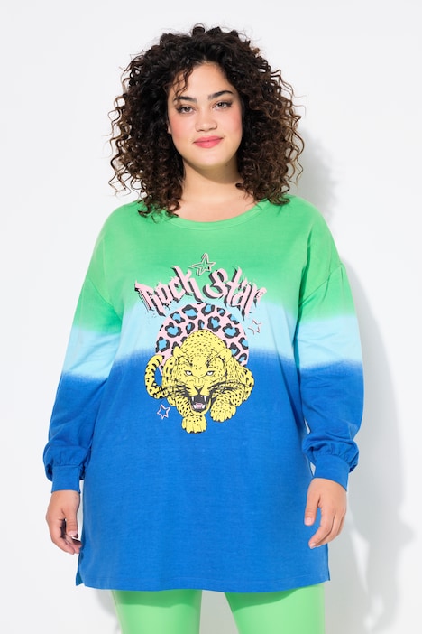 Sweatshirt, oversized, Farbverlauf, Tiger-Motiv