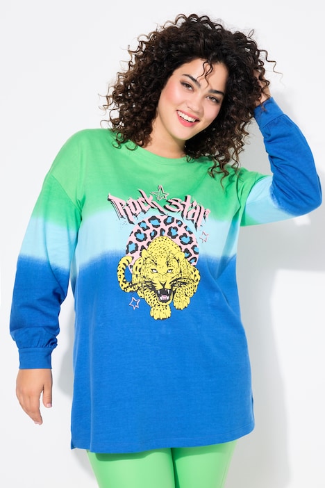 Sweatshirt, oversized, Farbverlauf, Tiger-Motiv