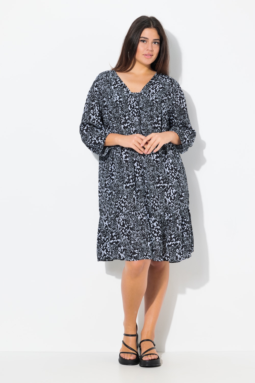 Große Größen Kleid, Damen, blau, Größe: 50/52, Viskose, Ulla Popken