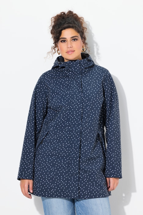 Raindrop Print Longline Waterproof Coat