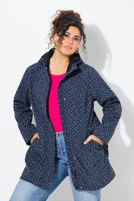 Raindrop Print Longline Waterproof Coat