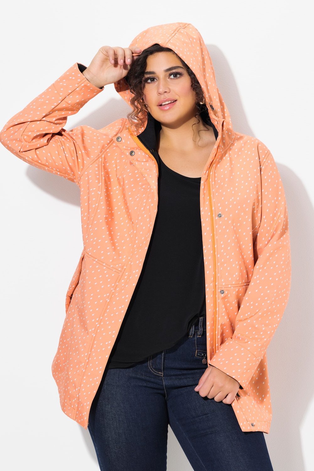 Große Größen Softshell-Longjacke, Damen, orange, Größe: 42/44, Polyester, Ulla Popken