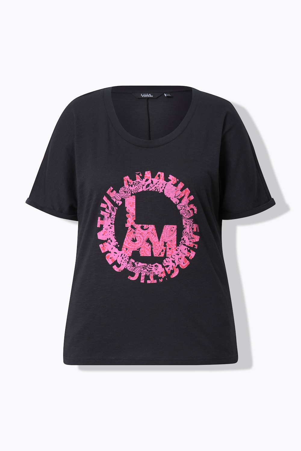 Stora storlekar T-shirt i oversize-modell, Dam, svart, storlek: 50/52, Syntetfibrer/Bomull, Ulla Popken