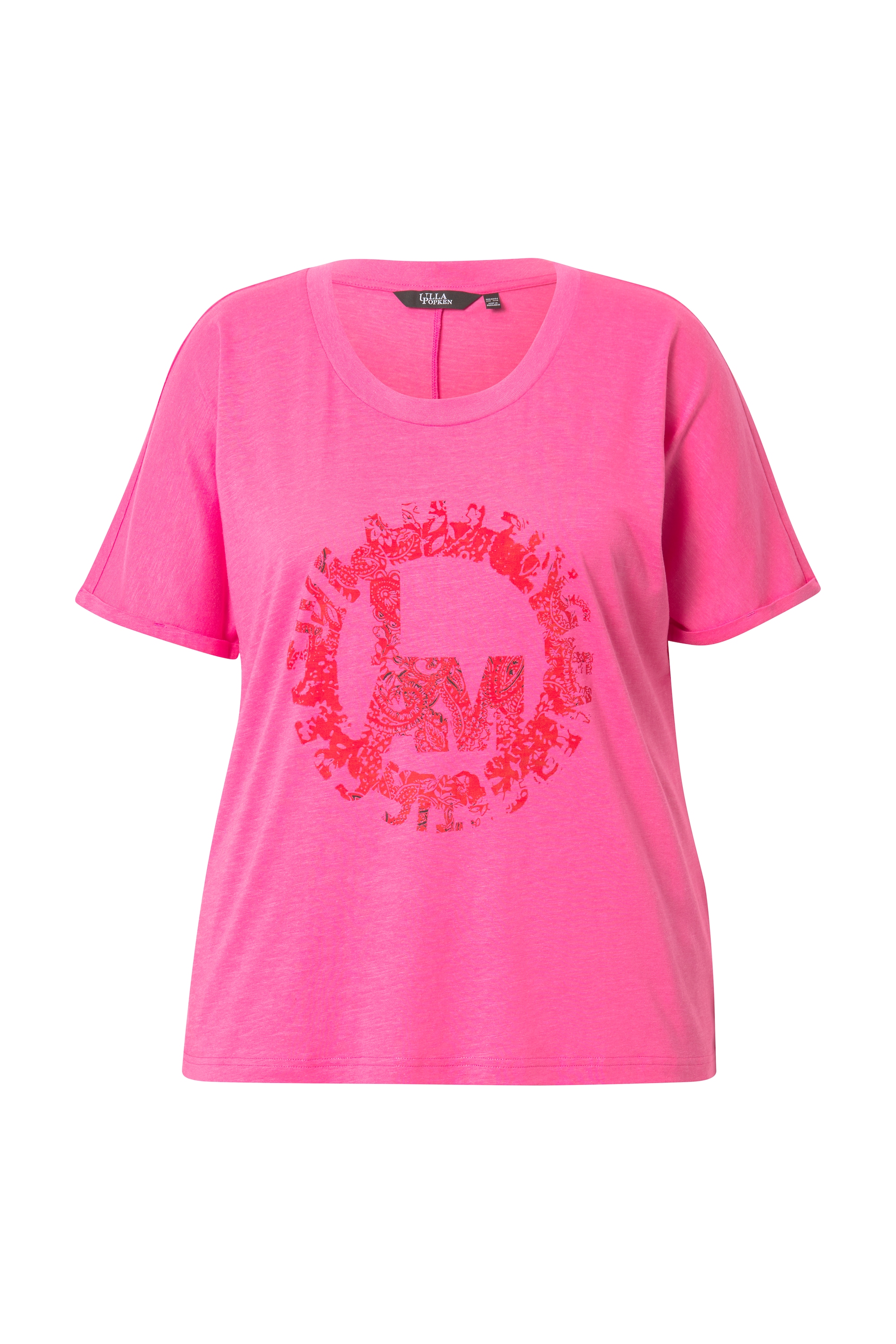 Ulla Popken Damen große Größen T Shirt runder Aufdruck Oversized Rundhals