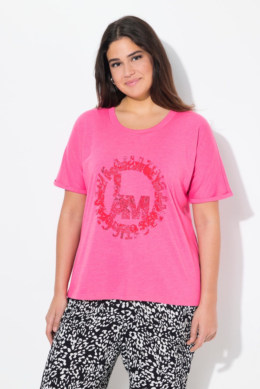 Große Größen T-Shirt, Damen, rosa, Größe: 42/44, Baumwolle/Synthetische Fasern, Ulla Popken