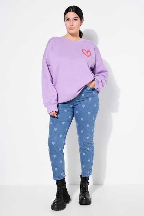 Mom jeans, 5-pocket, Heart-print