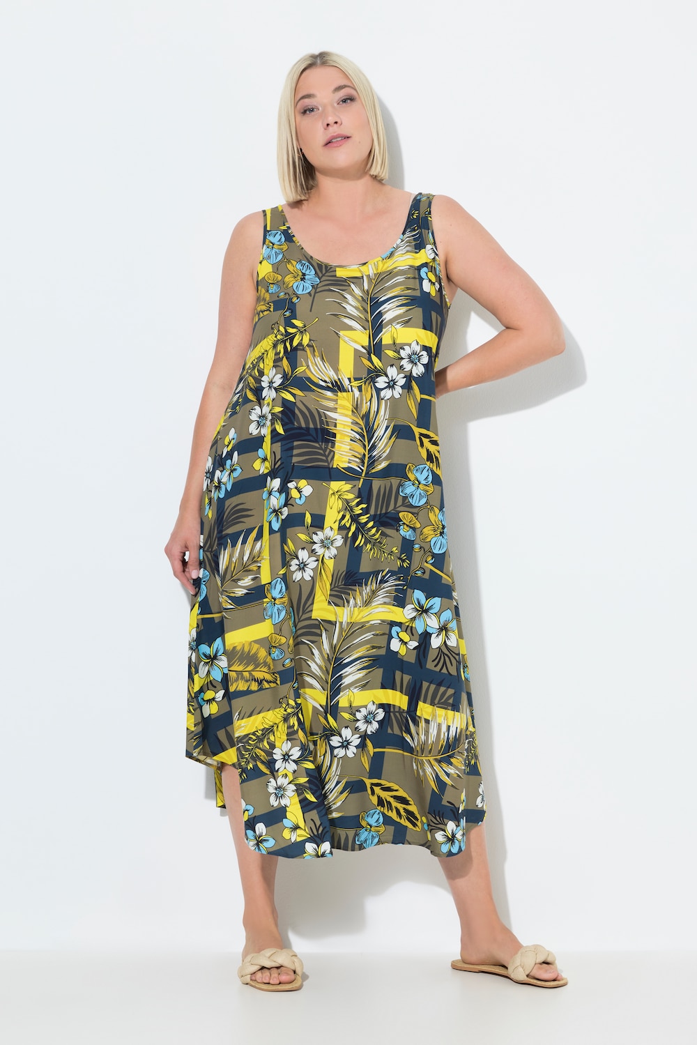 Große Größen Midikleid, Damen, grün, Größe: 50/52, Viskose, Ulla Popken