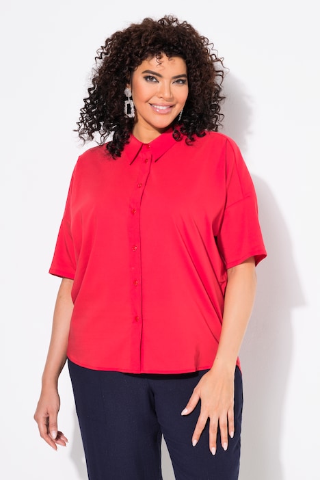 Oversized Short Sleeve Poplin Blouse